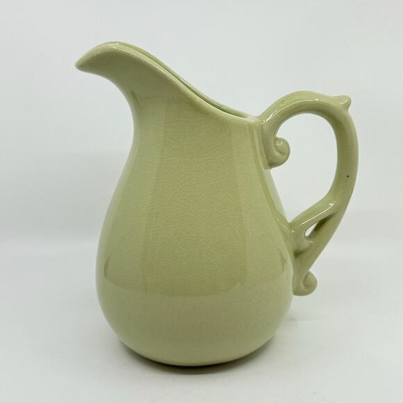 Vintage Mid-Century Large Crazed Pastel Green Pitcher Jug - Picture 1 of 8